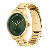 Calvin Klein Green Dial Gold Stainless Steel Strap Unisex Watch 25200229