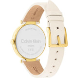 Calvin Klein Silver Dial White Leather Strap Women Watch 25200254