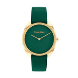 Calvin Klein Green Dial & Leather Strap Women Watch 25200273