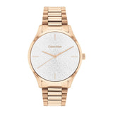 Calvin Klein White Dial Rose Gold Stainless Steel Strap Unisex Watch 25200313