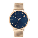 Calvin Klein Blue Dial Rose Gold Milanese Strap Men Watch 25200314