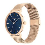 Calvin Klein Blue Dial Rose Gold Milanese Strap Men Watch 25200314
