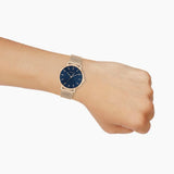 Calvin Klein Blue Dial Rose Gold Milanese Strap Men Watch 25200314