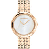 Calvin Klein Silver Dial Rose Gold Stainless Steel Strap Women Watch 25200322