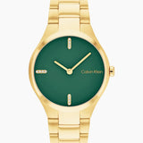 Calvin Klein Green Dial Gold Stainless Steel Strap Women Watch 25200333