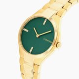 Calvin Klein Green Dial Gold Stainless Steel Strap Women Watch 25200333