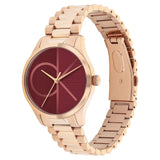 Calvin Klein Red Dial Rose Gold Stainless Steel Strap Women Watch 25200347