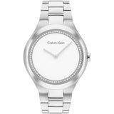 Calvin Klein White Dial Silver Stainless Steel Strap Women Watch 25200365