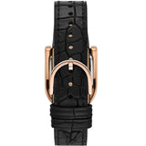 Fossil Harwell Quartz Silver Dial Ladies Black Eco Leather Watch ES5263