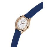 Guess Analog Rose Gold Tone Blue Silicone Strap Women Watch GW0820L2