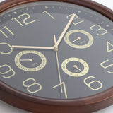 Mapple Leaf Meridian Wooden Multi-Function Wall Clock – Red Brown Model 3016