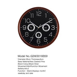 Mapple Leaf Meridian Wooden Multi-Function Wall Clock – Red Brown Model 3016