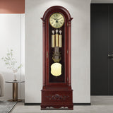 Mapple Leaf Windsor Carved 12-Rod Grandfather Clock – Mahogany Brown Model 6809