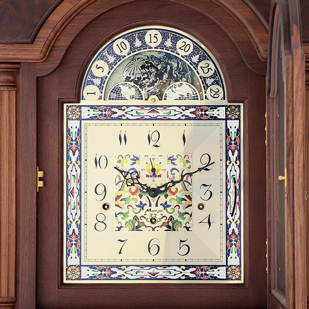Mapple Leaf Chatsworth Classic 12-Rod Walnut Grandfather Clock – Walnut Brown Model 6826
