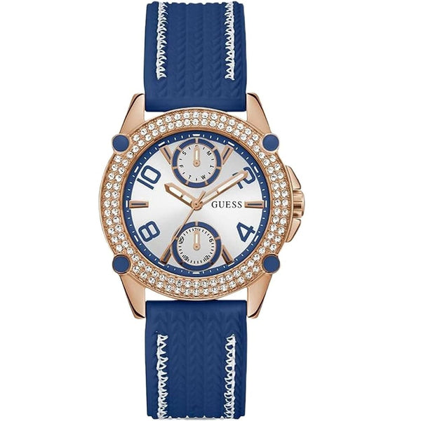 Guess Sporty Spice Rose Gold Tone Blue Silicone Band Women's Watch GW0554L5