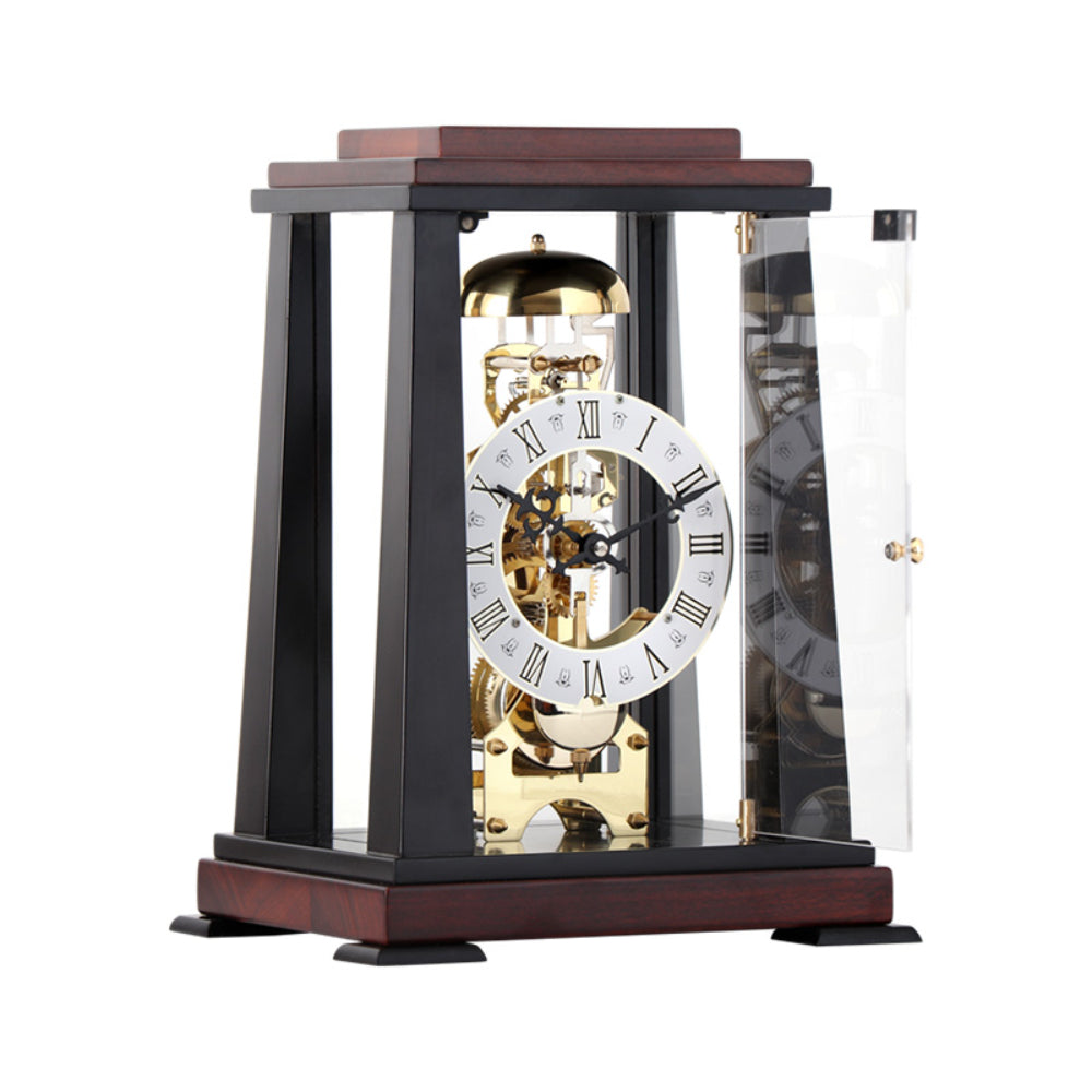 Mapple Leaf Horologist Skeleton Mechanical Table Clock – Dark Brown Model 8012#