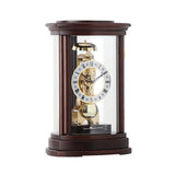 Mapple Leaf Heritage Skeleton Mechanical Table Clock – Dark Brown Model 8015#