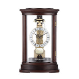 Mapple Leaf Heritage Skeleton Mechanical Table Clock – Dark Brown Model 8015#