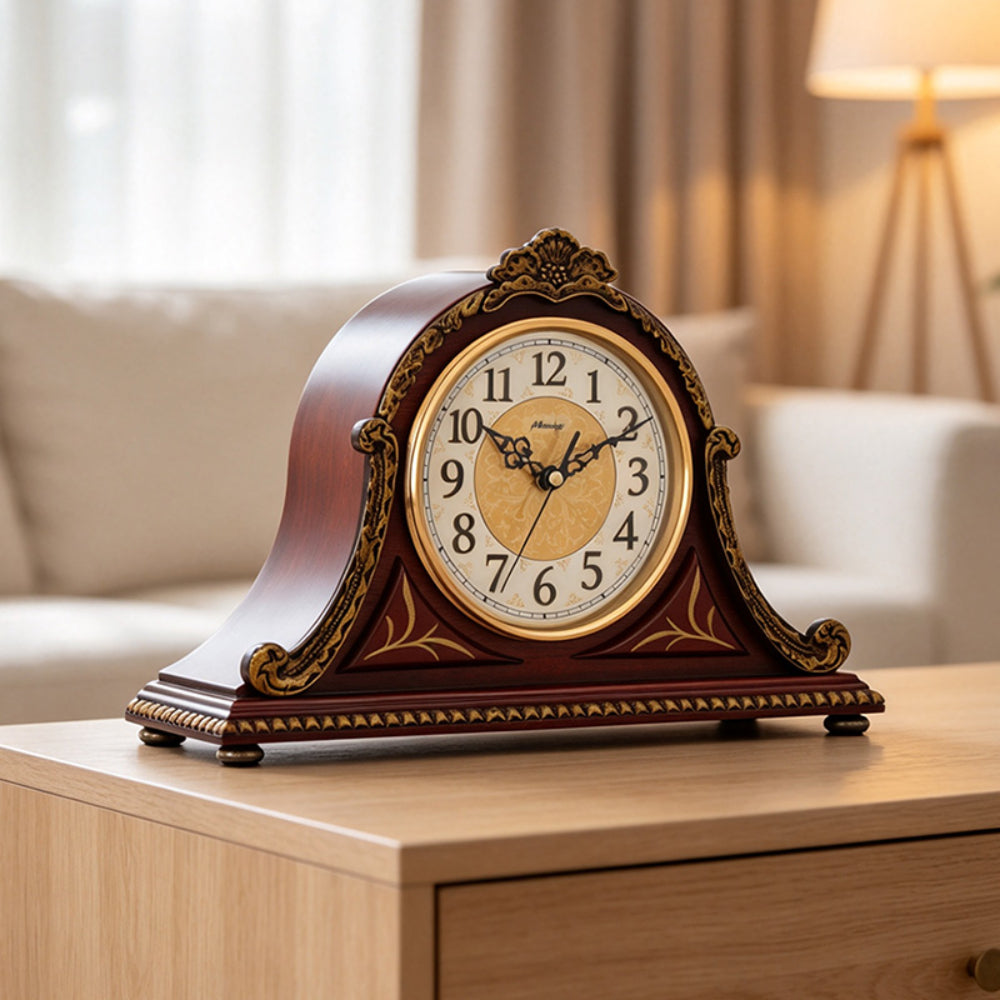 Mapple Leaf Imperial Crest Chime Mantel Clock – Mahogany Brown Model 8016#