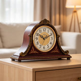 Mapple Leaf Imperial Crest Chime Mantel Clock – Mahogany Brown Model 8016#
