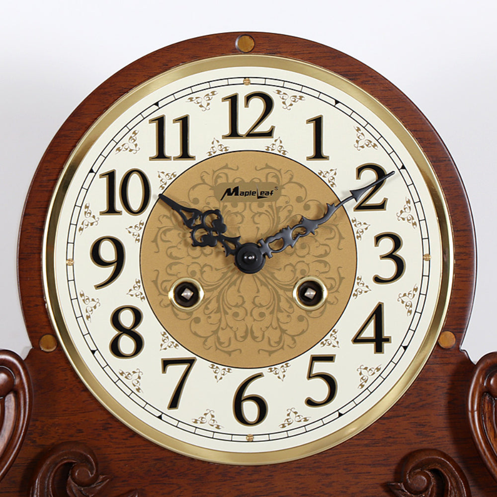 Mapple Leaf Baroque Heritage Mantel Clock – Mahogany Brown Model 8019#
