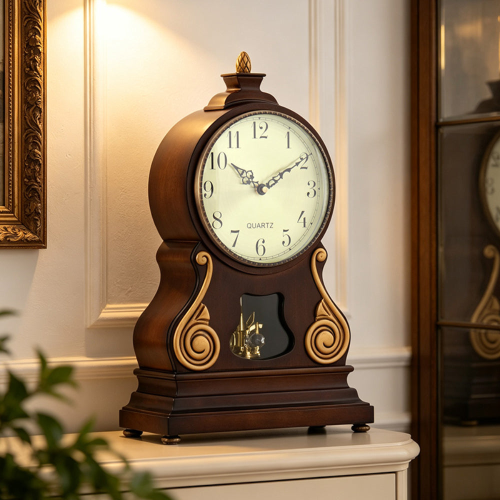 Mapple Leaf Versailles Carousel Chime Mantel Clock – Chestnut Brown Model 8021#