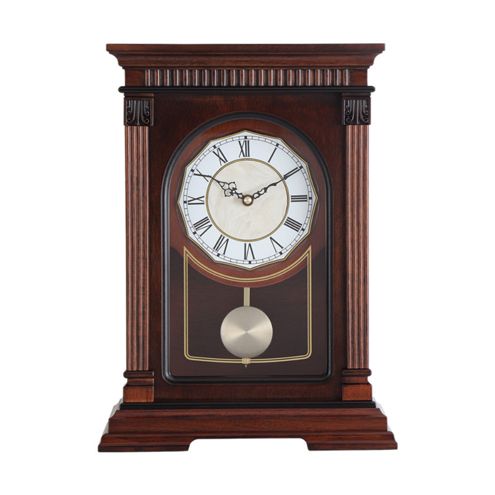Mapple Leaf Corinthian Chime Wall Clock – Mahogany Brown Model 8022R#