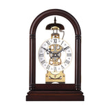 Mapple Leaf Arcadia Skeleton Mechanical Table Clock – Mahogany Brown Model 8023#