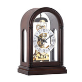 Mapple Leaf Arcadia Skeleton Mechanical Table Clock – Mahogany Brown Model 8023#