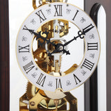 Mapple Leaf Arcadia Skeleton Mechanical Table Clock – Mahogany Brown Model 8023#