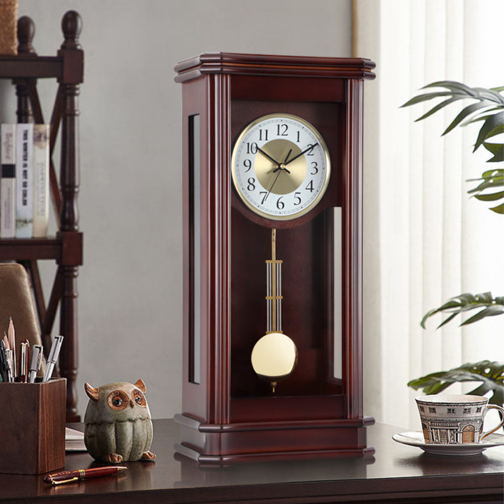 Mapple Leaf Regent Tall Chime Mantel Clock – Chestnut Brown Model 8031#