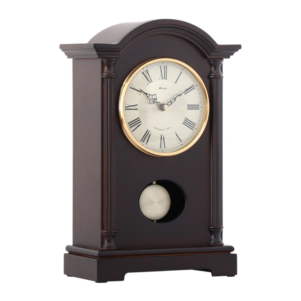 Mapple Leaf Oxford Pendulum Mantel Clock – Dark Brown Model 8065#