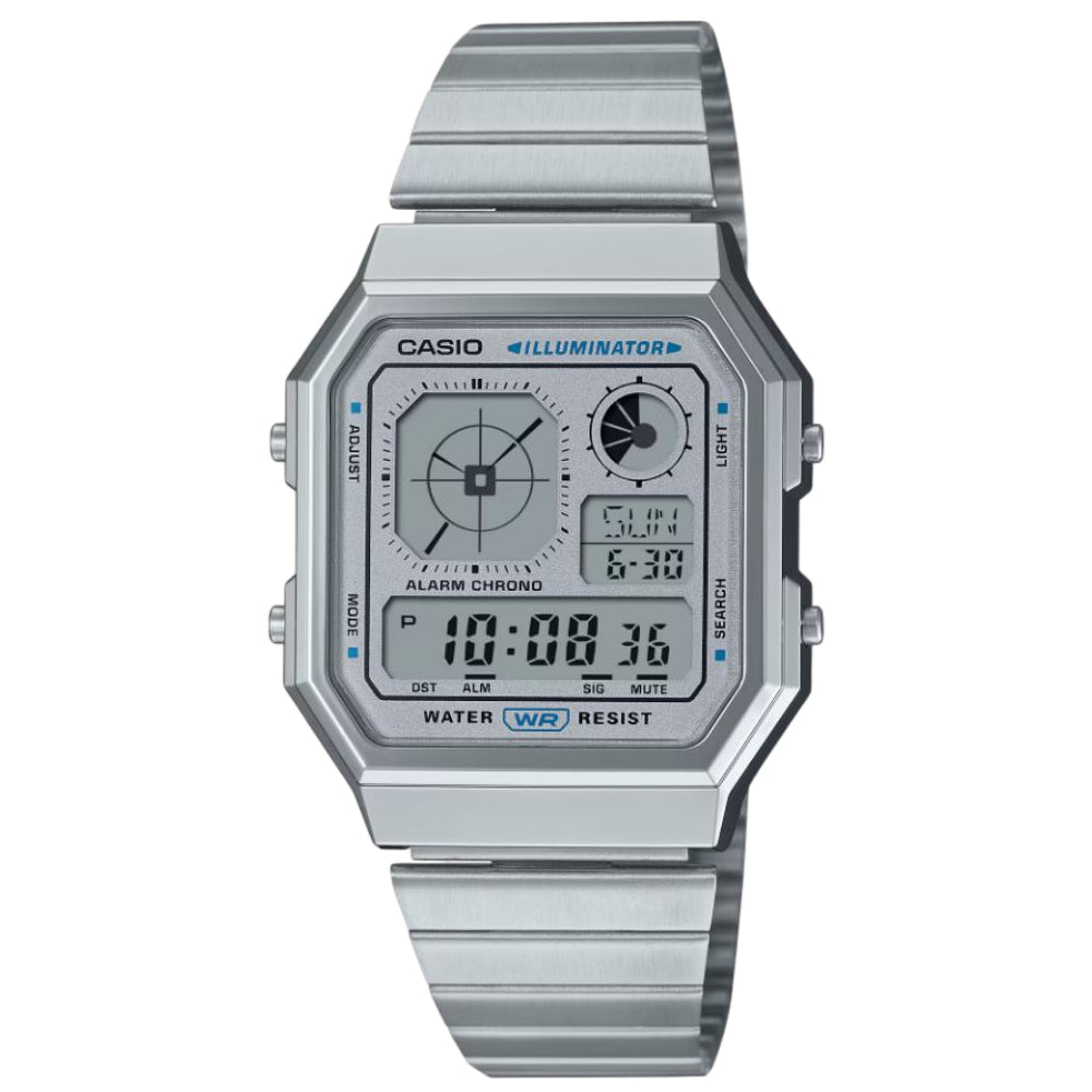 CASIO VINTAGE A130WE-P SERIES DIGITAL STEEL BRACELET STRAP WATCH