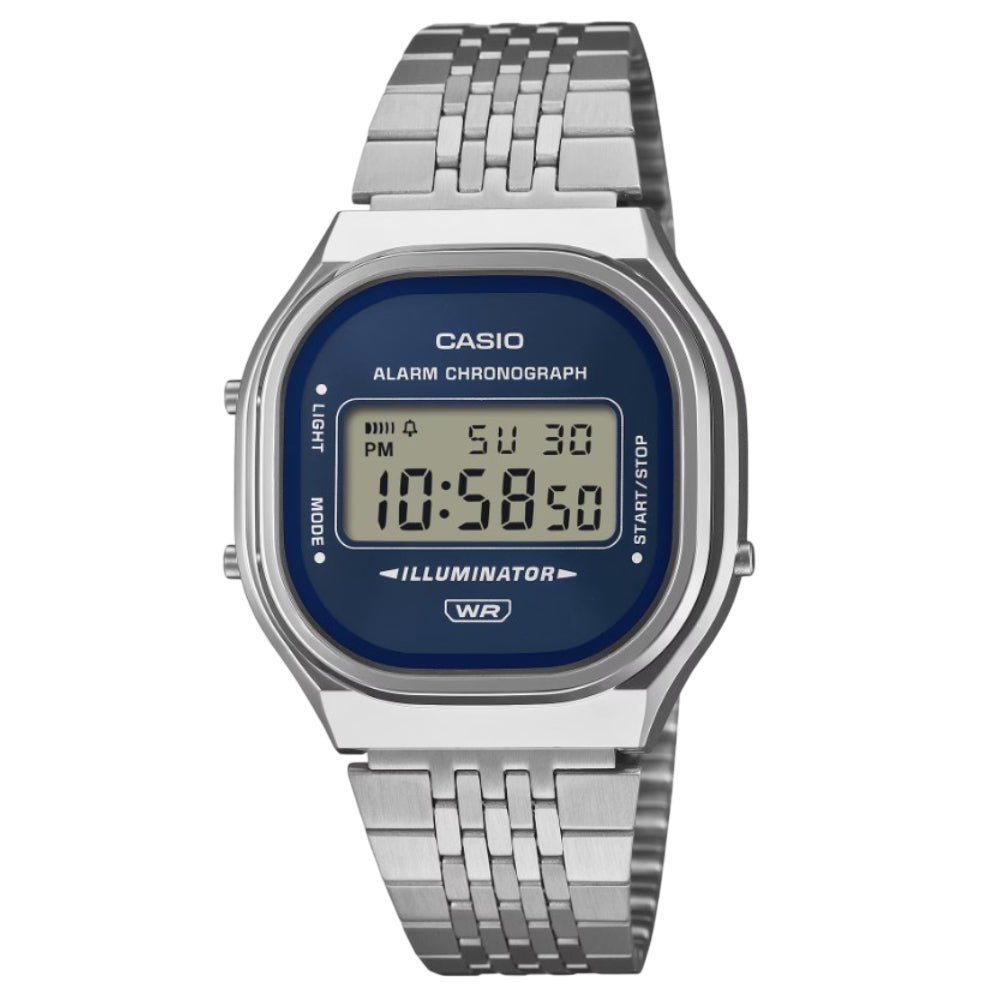 Casio General Digital Silver Stainless Steel Strap Unisex's Watch A140WE Series