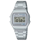 Casio General Digital Silver Stainless Steel Strap Unisex's Watch A158WEA-7DF-P