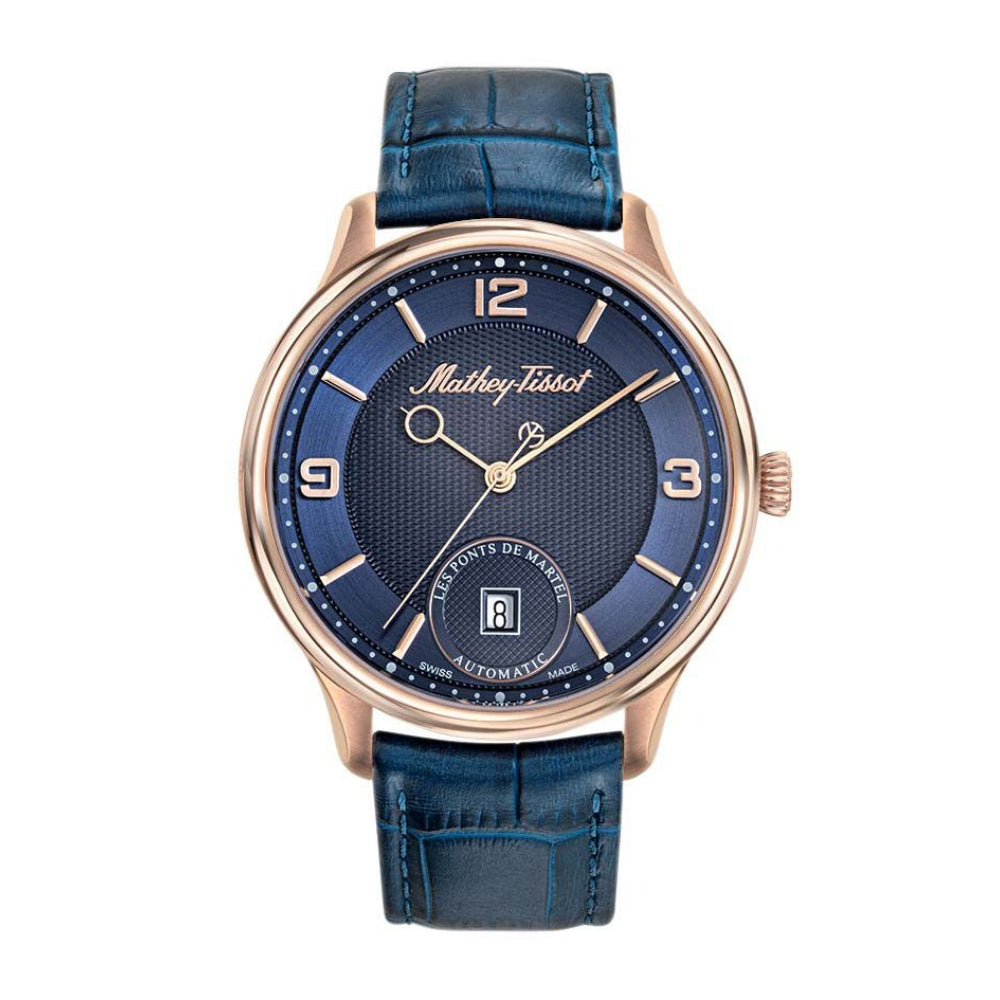 Mathey-Tissot Edmond Automatic 3D Blue Strap Leather Men's Watch