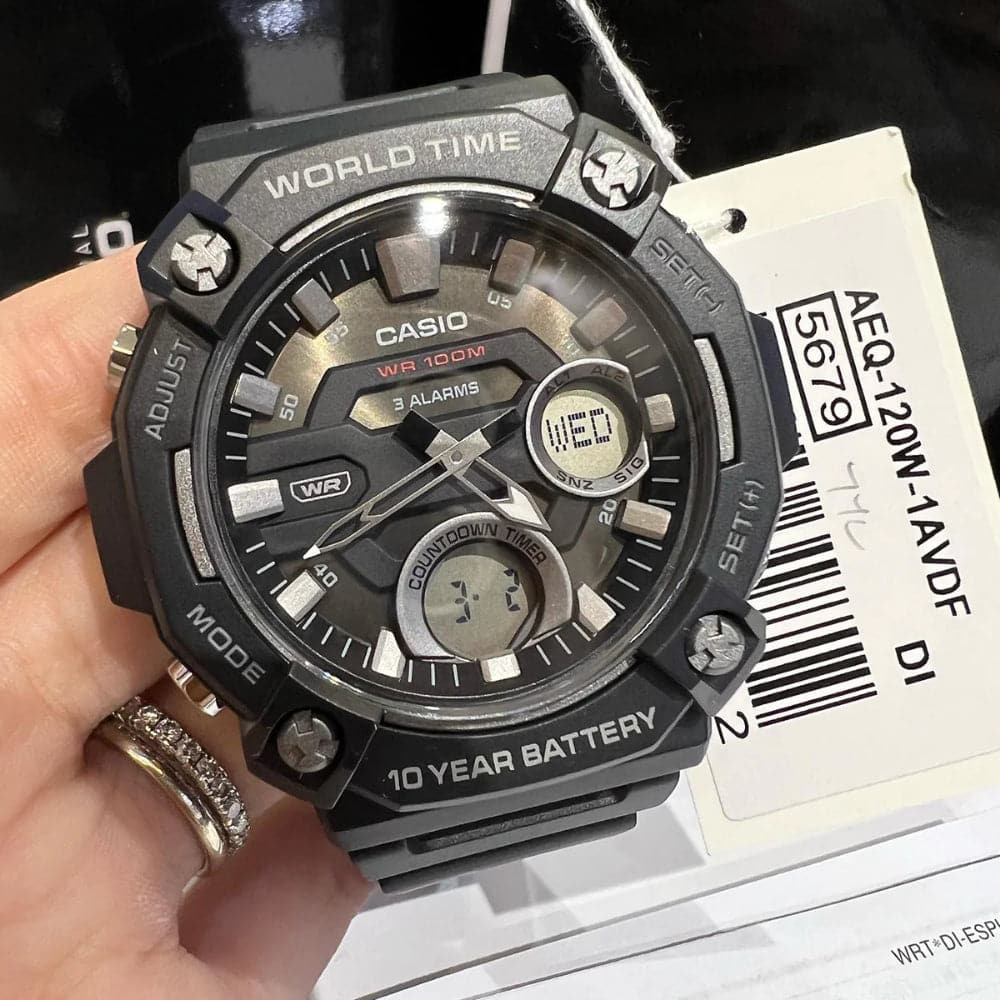 Casio Orologio Sportivo AEQ-120W-1AVCF – Analogico/Digitale, Batteria 10 Anni, 100m Water Resistant, Cronometro