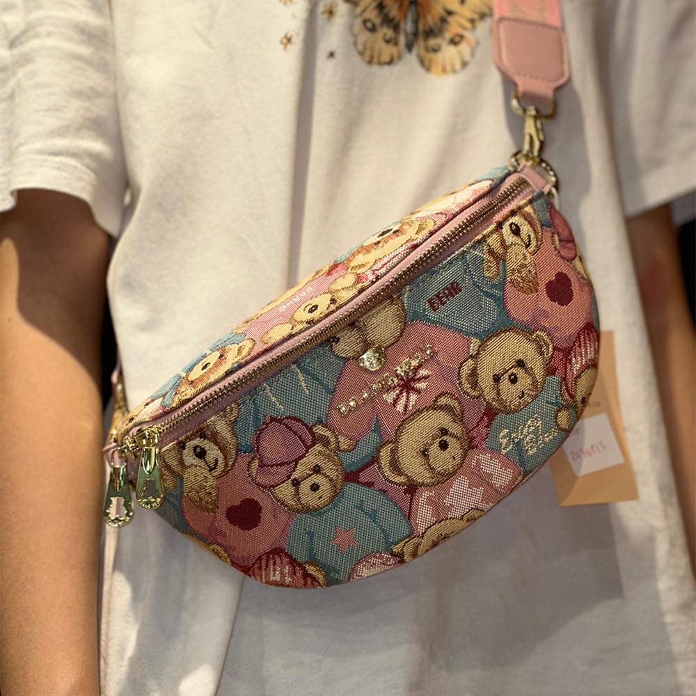 AG Collective Trendy Crossbody Waist Bag Cute Bear Printed Women's Belt Bag