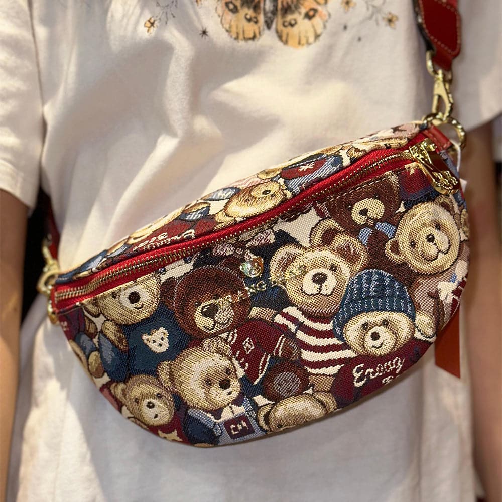 AG Collective Trendy Crossbody Waist Bag Cute Bear Printed Women's Belt Bag