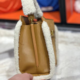 AG Collective Elegant Faux Suede Brown Handbag Top Handle Crossbody Bag