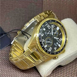 Citizen Chronograph Black Dial Gold Stainless Steel Strap Men Watch AN3652-55E