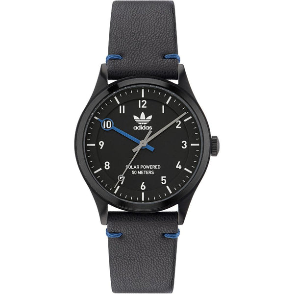 Adidas Original Black Dial Leather Strap Unisex Watch AOST23046