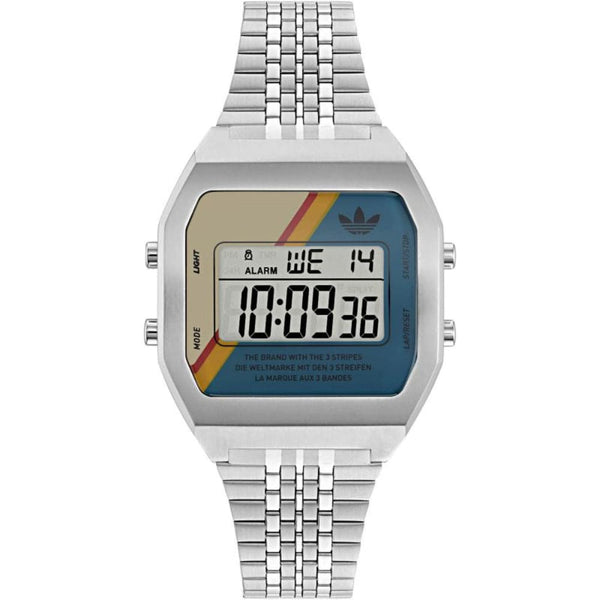 Adidas Digital Silver Stainless Steel Strap Unisex Watch AOST23556