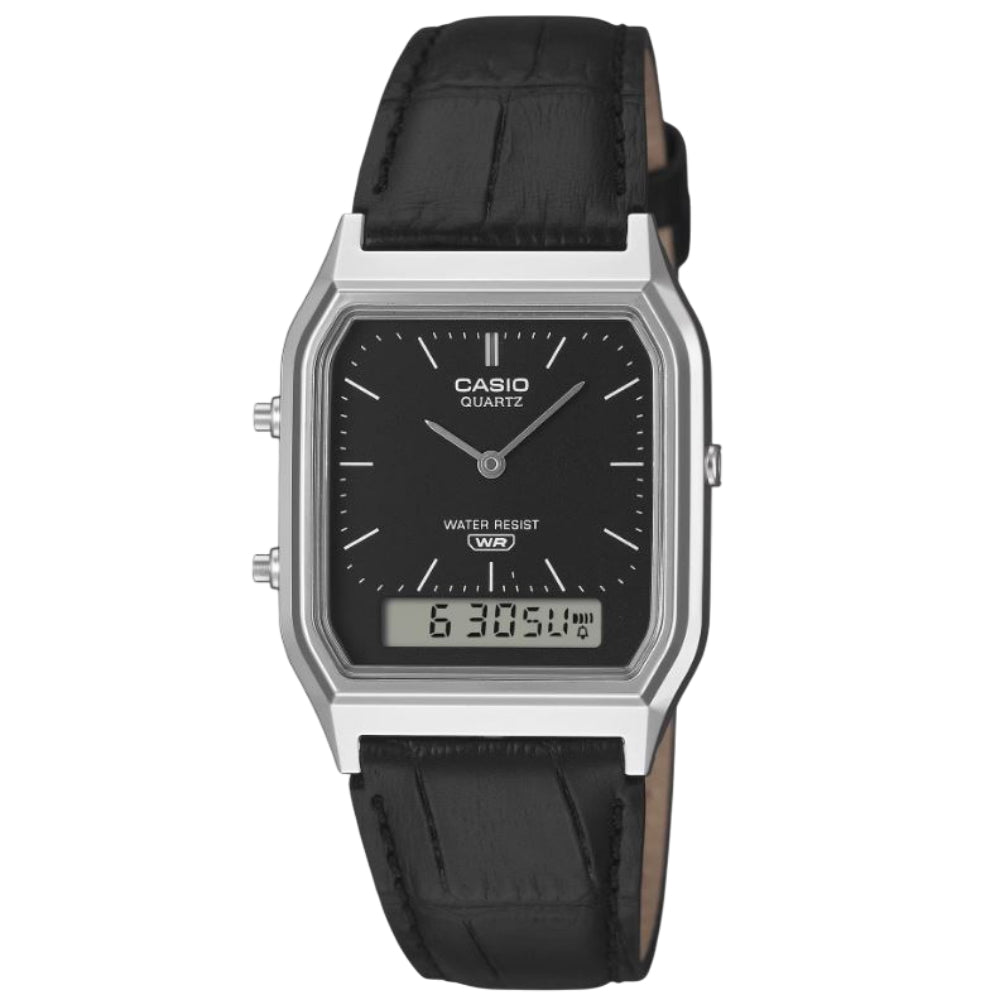 Casio Vintage Digital-Analogue Leather Strap Unisex Watch AQ-230EL With P Series
