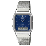 Casio Vintage Silver Stainless Steel Mesh Strap Unisex Watch AQ-230EM Series