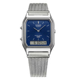 Casio Vintage Silver Stainless Steel Mesh Strap Unisex Watch AQ-230EM Series