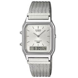 Casio Vintage Silver Stainless Steel Mesh Strap Unisex Watch AQ-230EM Series