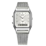 Casio Vintage Silver Stainless Steel Mesh Strap Unisex Watch AQ-230EM Series