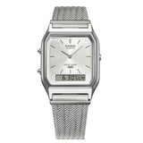 Casio Vintage Silver Stainless Steel Mesh Strap Unisex Watch AQ-230EM With P Series