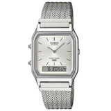 Casio Vintage Silver Stainless Steel Mesh Strap Unisex Watch AQ-230EM With P Series